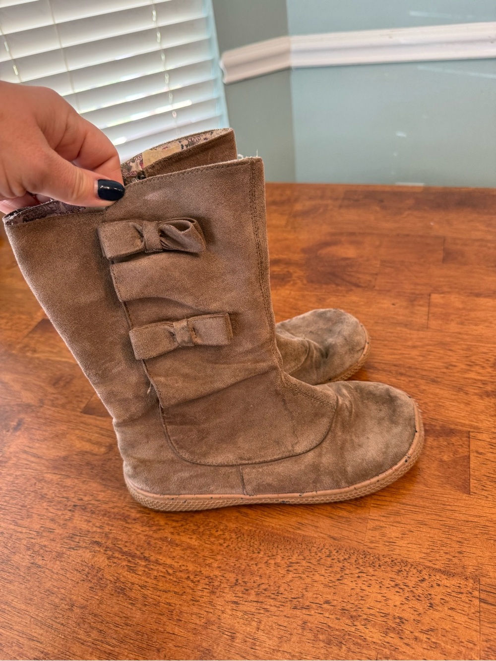 Livie & Luca Neve Mid-Calf Suede Bow Boots Taupe Brown Toddler Size 3
